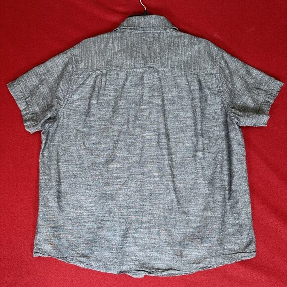Hurley Shirt Mens XL Grey Button Up Cotton Short Sleeve Collared Pocket Adult - Picture 5 of 8
